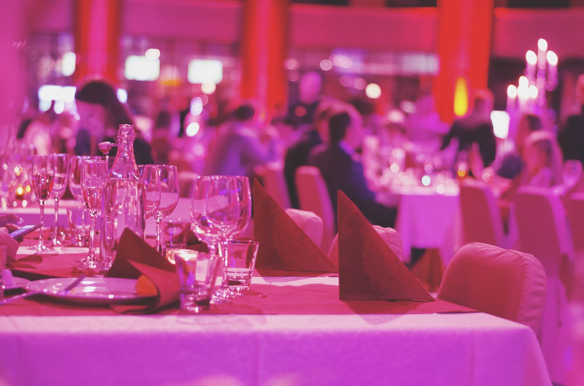 Elegant private party dinner tables